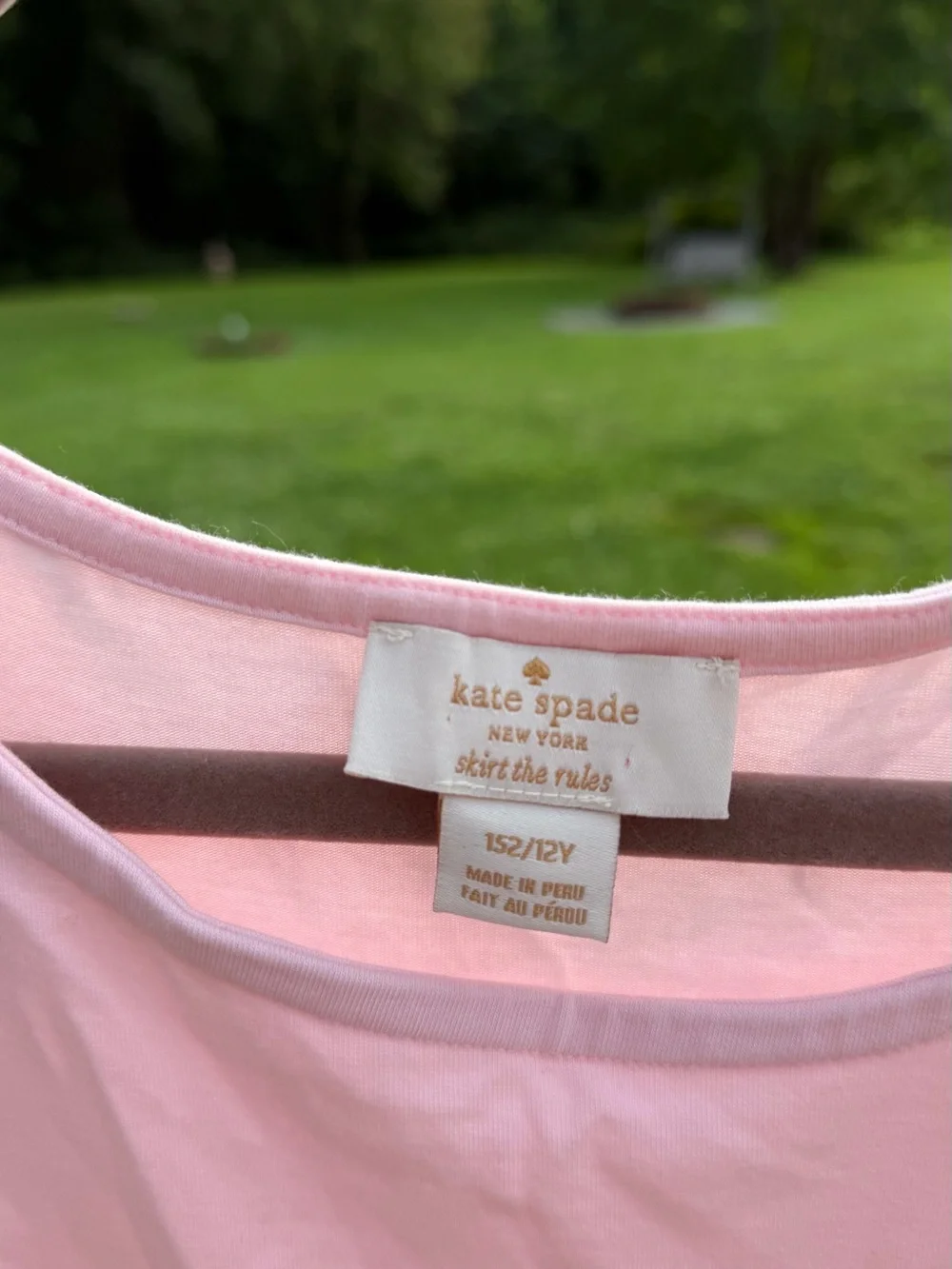 kate spade Girls' Light Pink Short Sleeve bow shirt